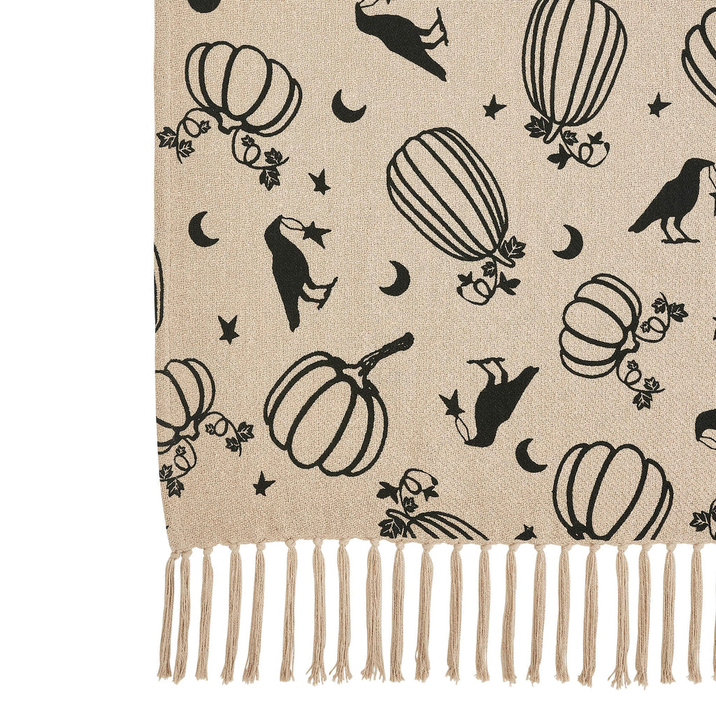 Midnight Harvest Pumpkin & Raven Woven Throw Blanket