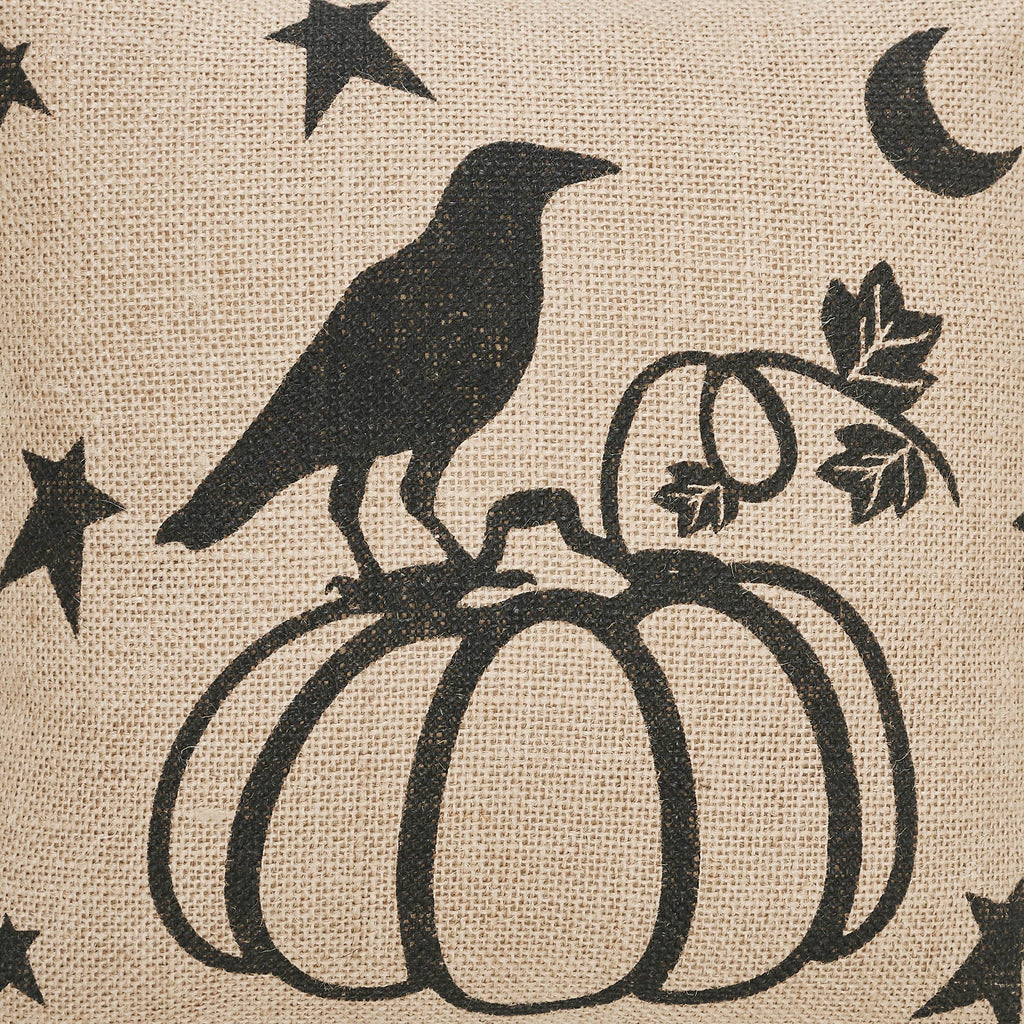 Midnight Harvest Raven & Pumpkin Gothic Fall Throw Pillow | Gothic Fall Decor