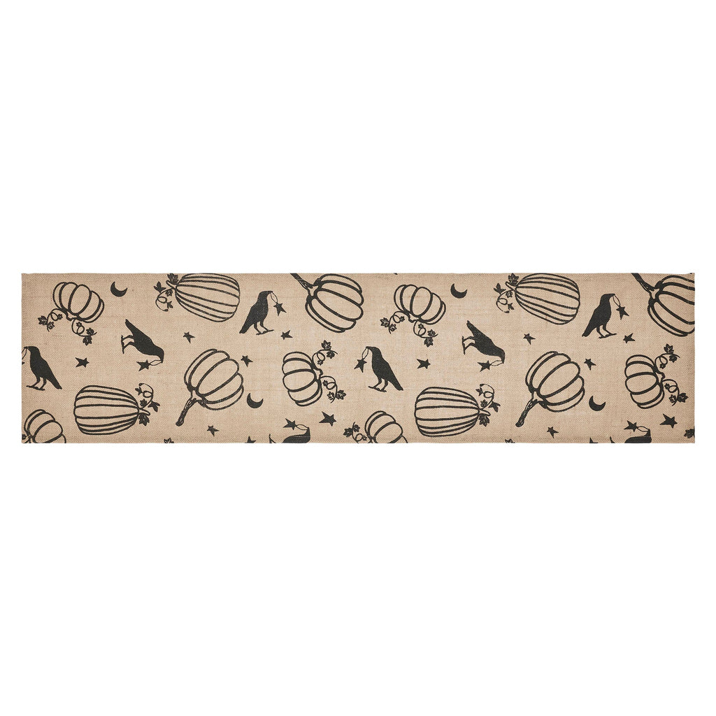Midnight Harvest Pumpkin & Raven Table Runner