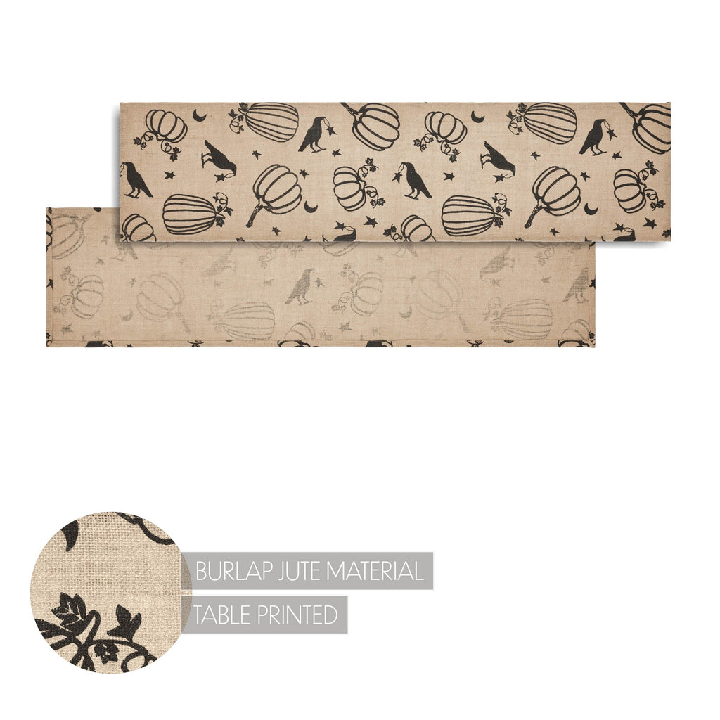Midnight Harvest Pumpkin & Raven Table Runner