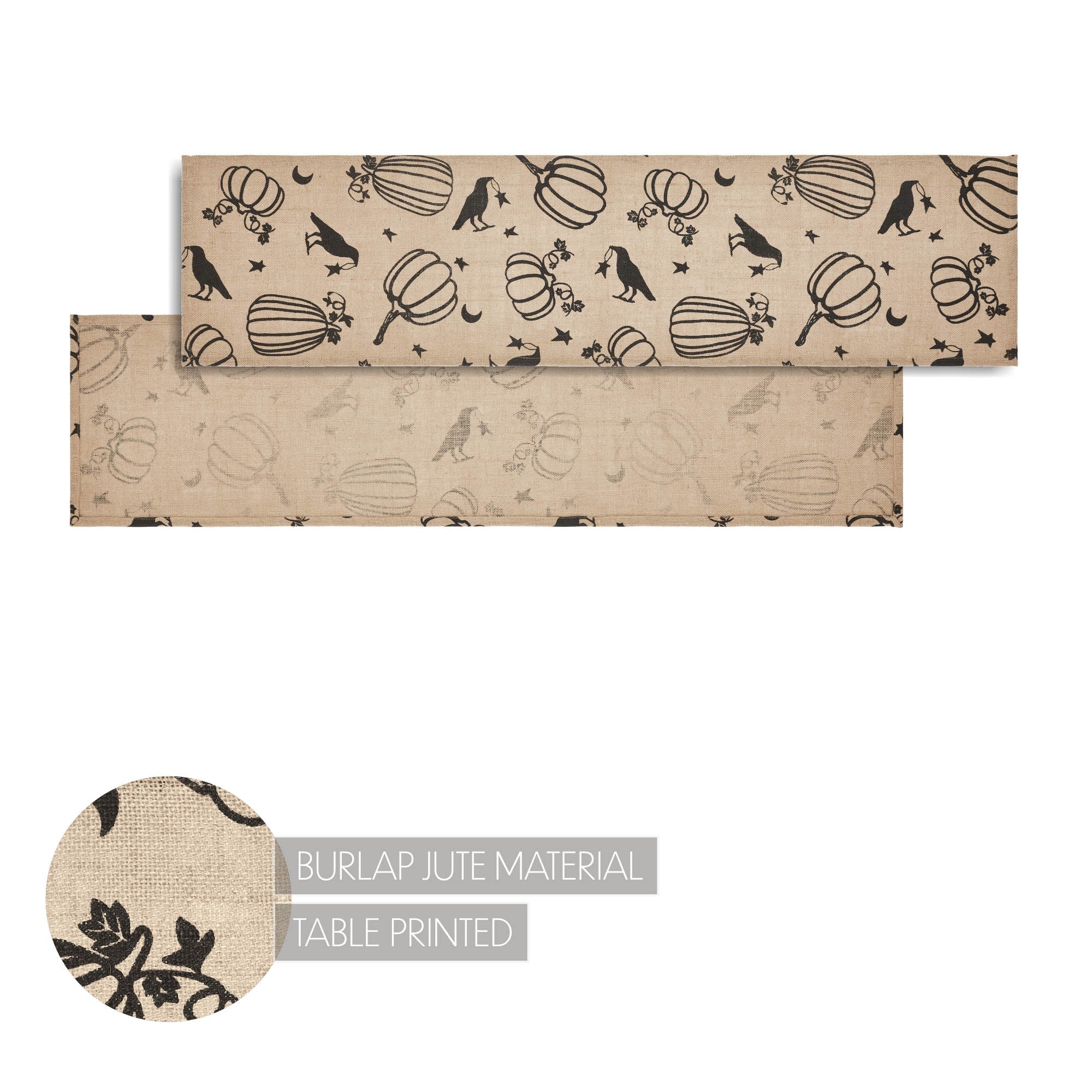 Midnight Harvest Pumpkin & Raven Table Runner