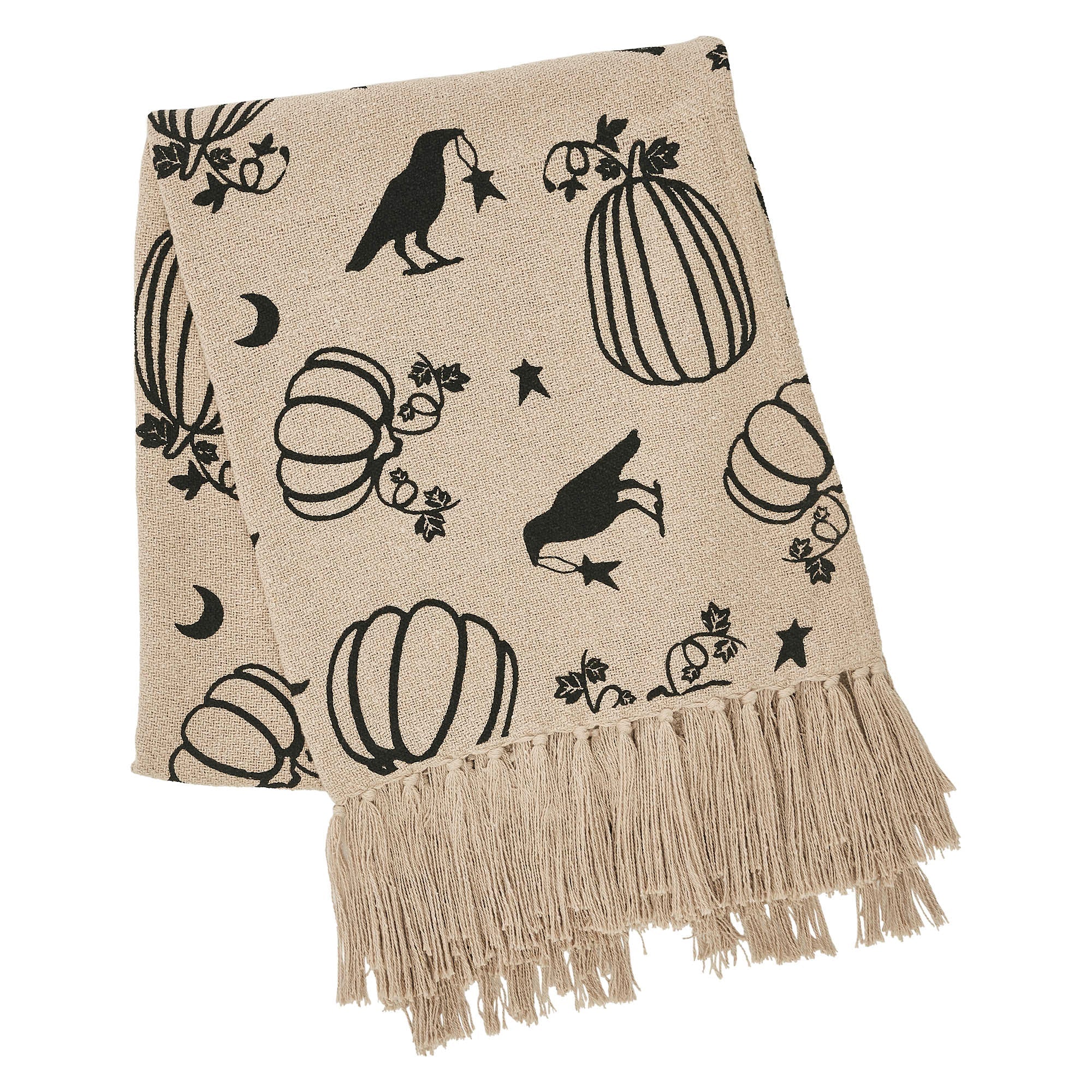 Midnight Harvest Pumpkin & Raven Woven Throw Blanket