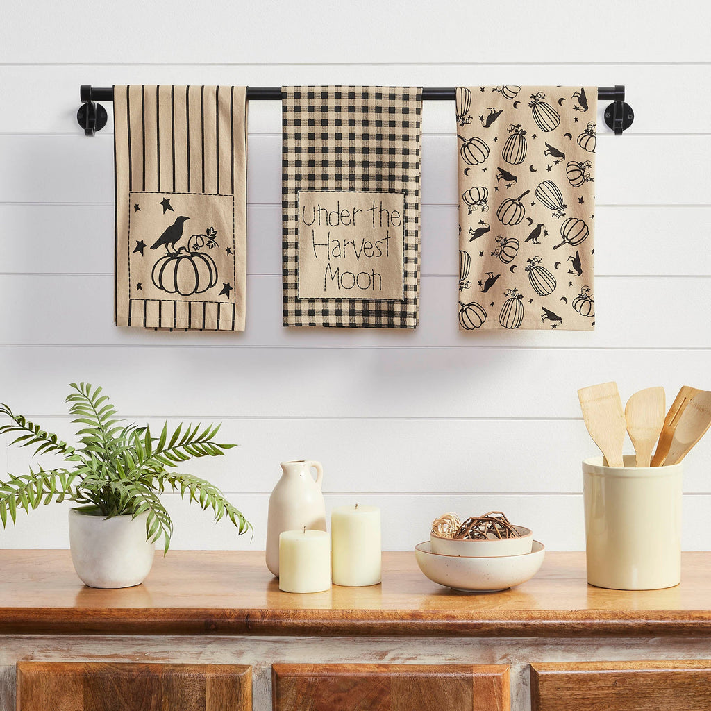 Midnight Harvest Pumpkin & Raven Kitchen Towel| Set of 3