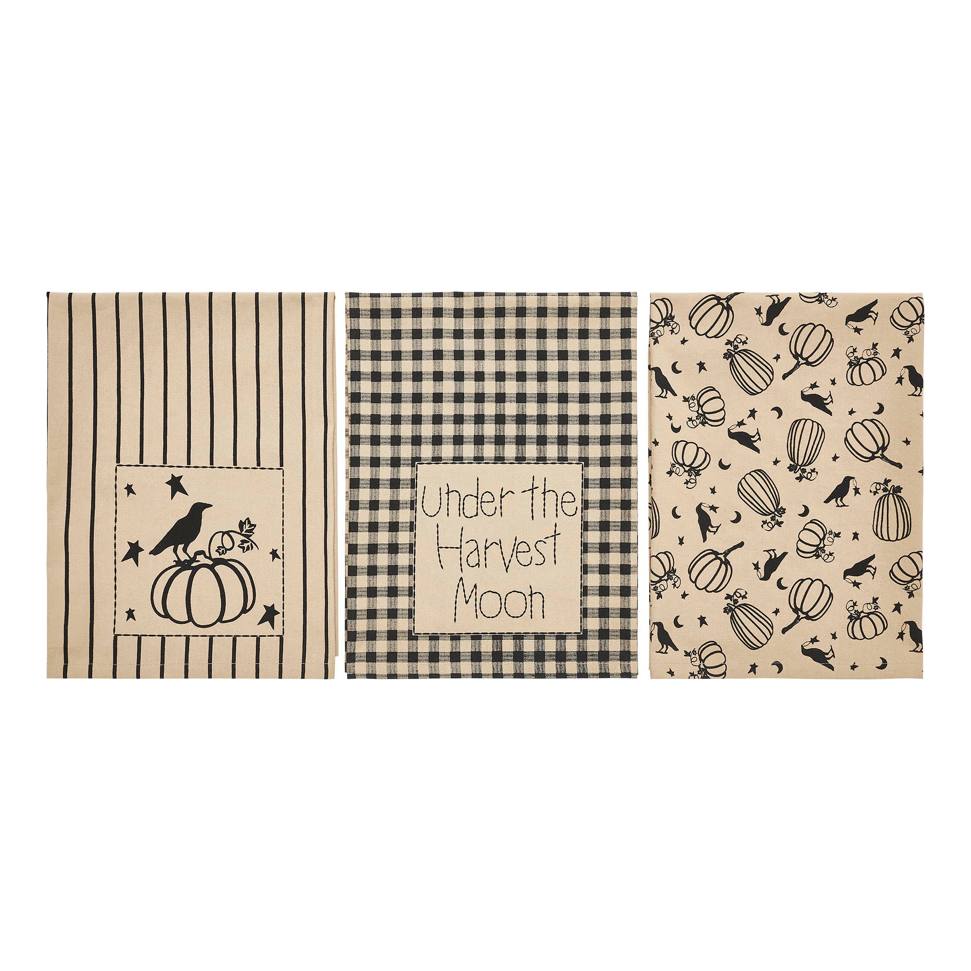 Midnight Harvest Pumpkin & Raven Kitchen Towel| Set of 3