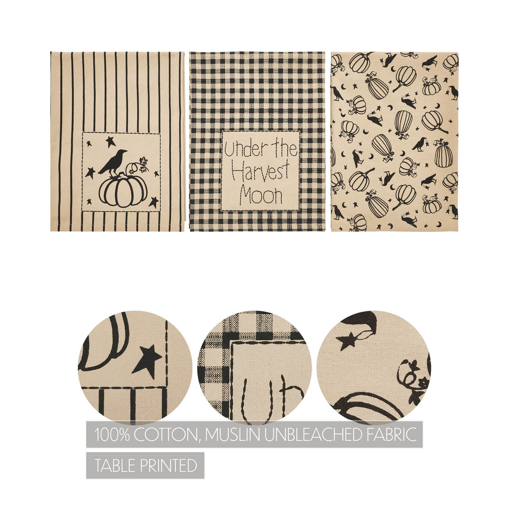 Midnight Harvest Pumpkin & Raven Kitchen Towel| Set of 3