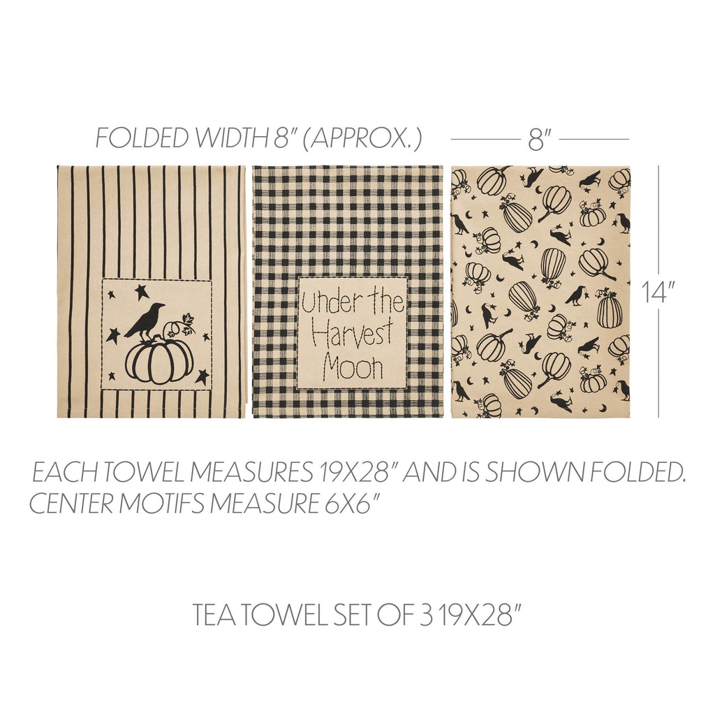 Midnight Harvest Pumpkin & Raven Kitchen Towel| Set of 3