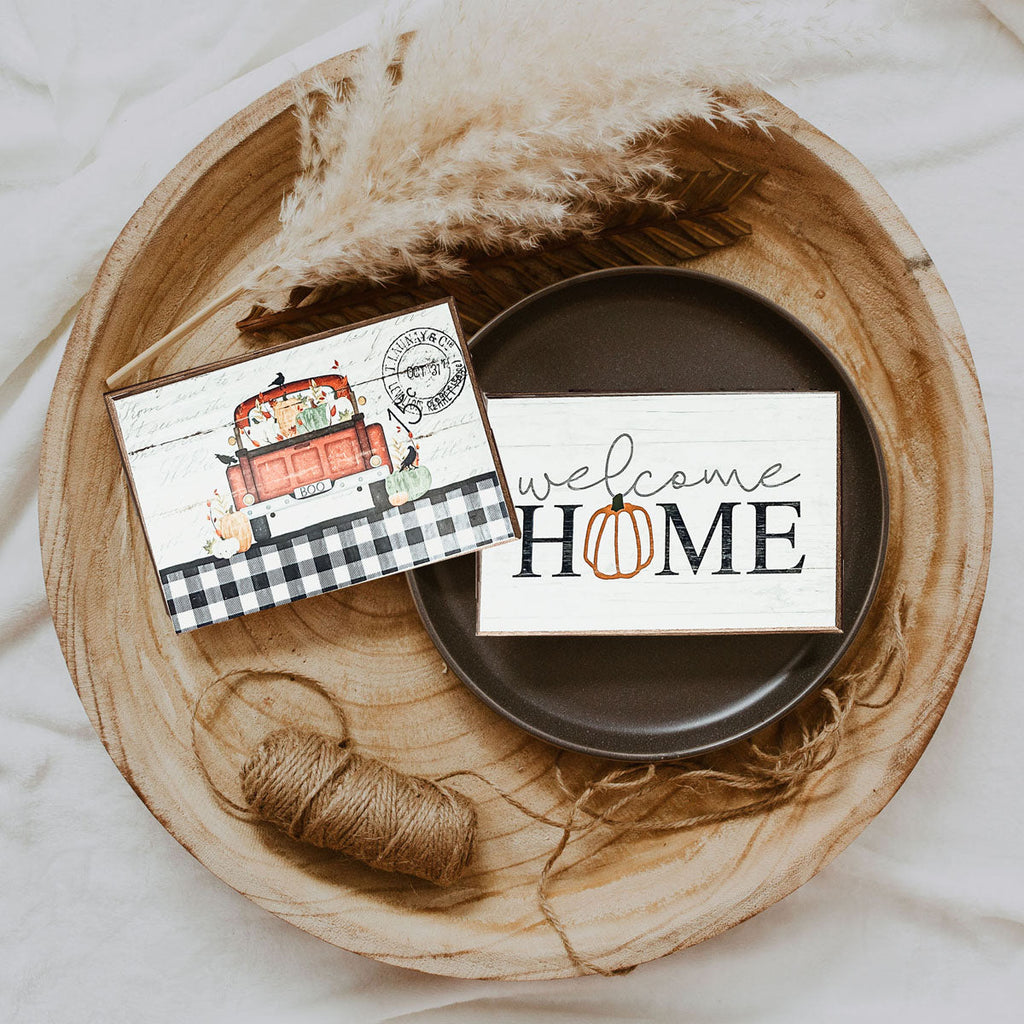 Welcome Home Wooden Seasonal Sign 6x4 Rustic Door Wall Decor