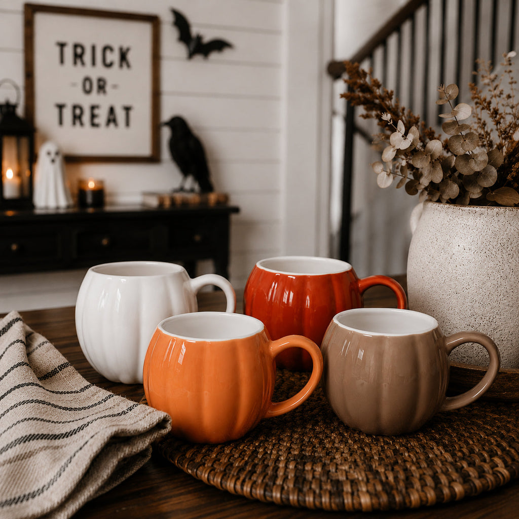 Brown Pumpkin Shaped Ceramic Mug | Cozy Fall Coffee Cup
